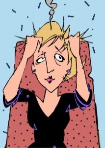 איור של אישה יוצאת מדעתה